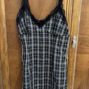 Lace Trim Plaid Dress